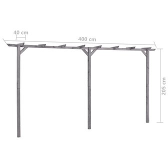 Pergola 400x40x205 cm ge&iuml;mpregneerd grenenhout grijs 5