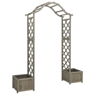 Pergola met plantenbak massief vurenhout grijs 1