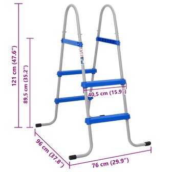 Zwembadladder voor bovengronds zwembad 84 cm staal en kunststof 6