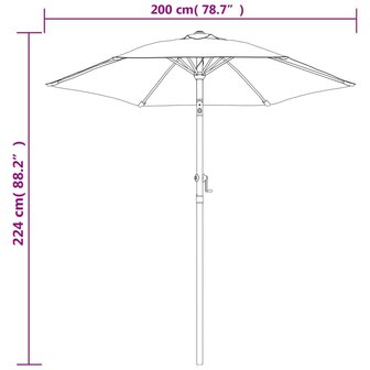 Parasol 200x224 cm aluminium bordeauxrood 8