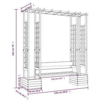 Pergola met bank en plantenbakken ge&iuml;mpregneerd grenenhout 6