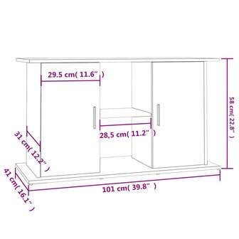 Aquariumstandaard 101x41x58 cm bewerkt hout hoogglans wit 11