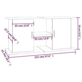 Aquariumstandaard 121x41x58 cm bewerkt hout wit 11