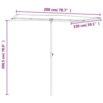 Parasol met aluminium paal 2x1,5 m zandwit 11