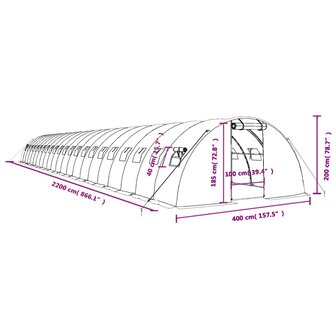 Tuinkas met stalen frame 88 m&sup2; 22x4x2 m groen 12