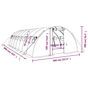 Tuinkas met stalen frame 32 m&sup2; 8x4x2 m wit 12