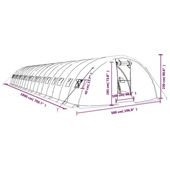 Tuinkas met stalen frame 90 m&sup2; 18x5x2,3 m groen 12