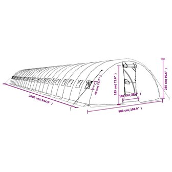 Tuinkas met stalen frame 120 m&sup2; 24x5x2,3 m groen 12