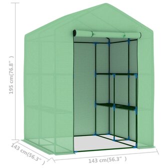 Tuinkas met schappen 143x143x195 cm staal 10