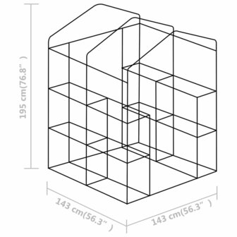 Tuinkas met schappen 143x143x195 cm staal 11