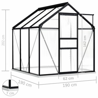 Tuinkas met basisframe 3,61 m&sup3; aluminium antracietkleurig 6