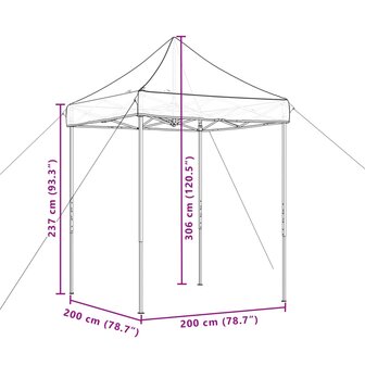 Partytent inklapbaar pop-up 200x200x306 cm taupe 9