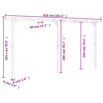 Pergola 410x40x203 cm hout 5