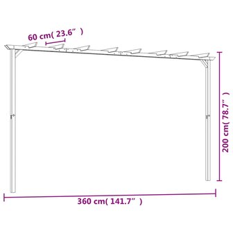 Pergola 360x200x60 cm ge&iuml;mpregneerd grenenhout 6