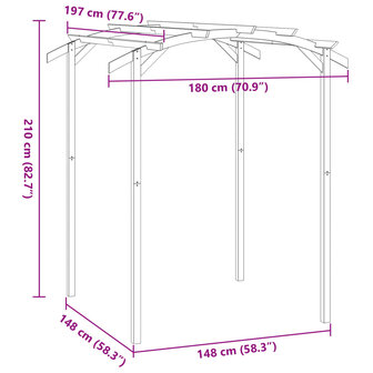 Pergola 180x197x210 cm ge&iuml;mpregneerd grenenhout 6