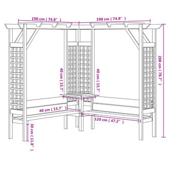 Hoekpergola met bank ge&iuml;mpregneerd grenenhout 6