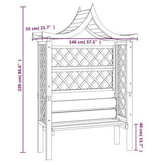 Pergola met dak en bank ge&iuml;mpregneerd grenenhout 8