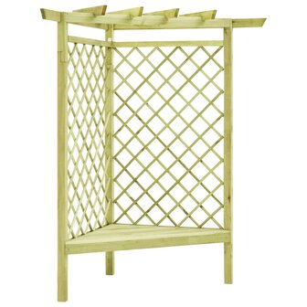 Hoekpergola met zitting 130x130x197 cm ge&iuml;mpregneerd grenenhout 1