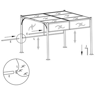 Pergola met uittrekbaar dak 3x3 m antraciet 6