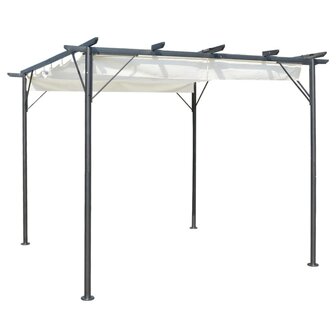 Pergola met uitschuifbaar dak 3x3 m staal cr&eacute;mewit 1