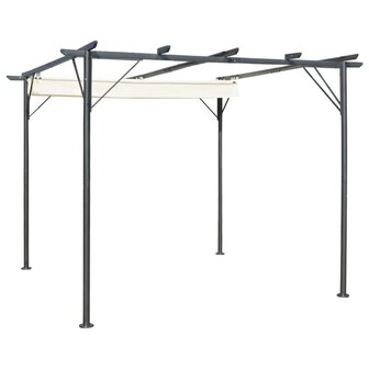 Pergola met uitschuifbaar dak 3x3 m staal cr&eacute;mewit 2