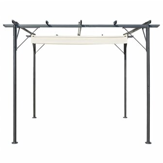 Pergola met uitschuifbaar dak 3x3 m staal cr&eacute;mewit 4