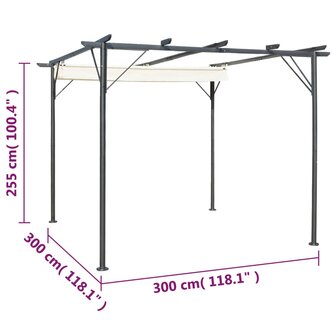 Pergola met uitschuifbaar dak 3x3 m staal cr&eacute;mewit 7