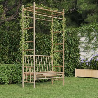 Tuinbank met pergola 116 cm bamboe 1