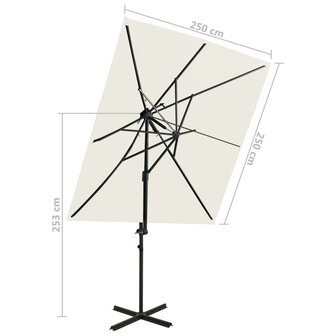 Zweefparasol met dubbel dak 250x250 cm zandkleurig 8