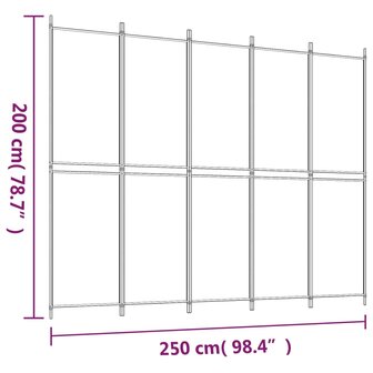 Kamerscherm met 5 panelen 250x200 cm stof bruin 8