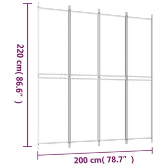 Kamerscherm met 4 panelen 200x220 cm stof bruin 8