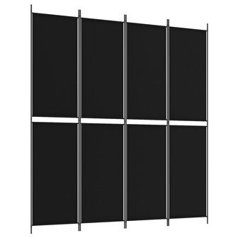 Kamerscherm met 4 panelen 200x220 cm stof zwart 2