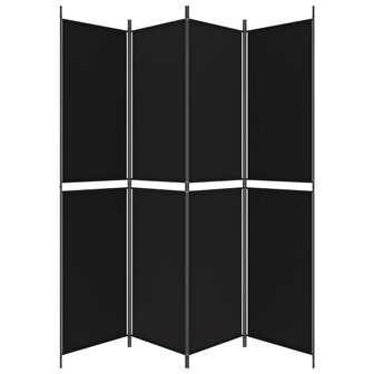 Kamerscherm met 4 panelen 200x220 cm stof zwart 4