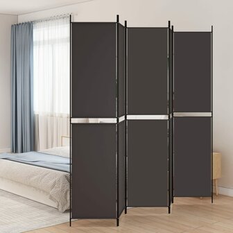 Kamerscherm met 5 panelen 250x220 cm stof bruin 1