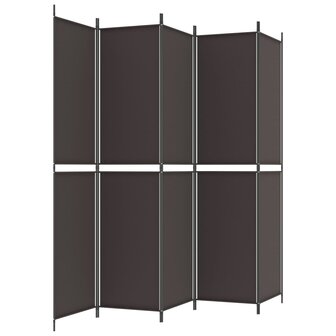 Kamerscherm met 5 panelen 250x220 cm stof bruin 5