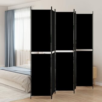 Kamerscherm met 5 panelen 250x220 cm stof zwart 1