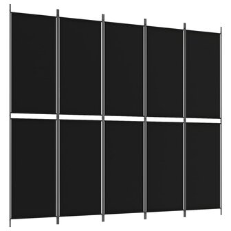 Kamerscherm met 5 panelen 250x220 cm stof zwart 2