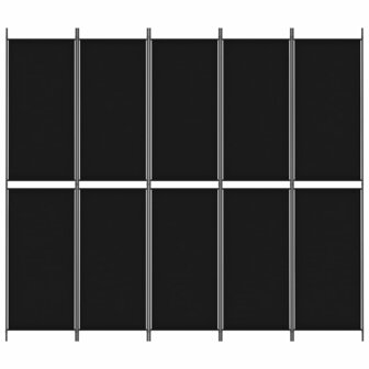 Kamerscherm met 5 panelen 250x220 cm stof zwart 3