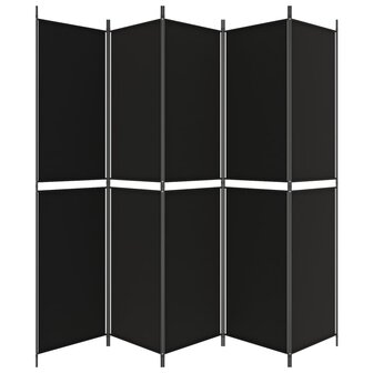 Kamerscherm met 5 panelen 250x220 cm stof zwart 4