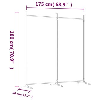 Kamerscherm met 2 panelen 175x180 cm stof wit 8