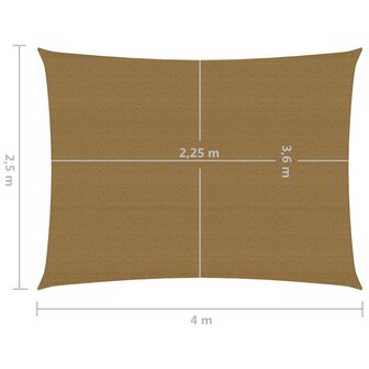 Zonnezeil 160 g/m&sup2; 2,5x4 m HDPE taupe 6