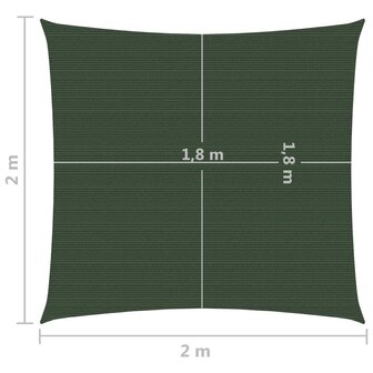 Zonnezeil 160 g/m&sup2; 2x2 m HDPE donkergroen 6