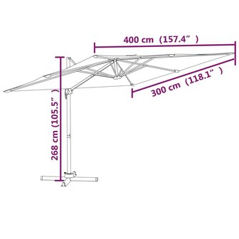 Zweefparasol met aluminium paal 400x300 cm antracietkleurig 10