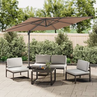 Zweefparasol met aluminium paal 300x300 cm taupe 1