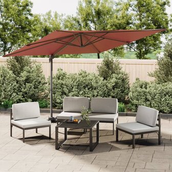 Zweefparasol met LED-verlichting 400x300 cm terracottakleurig 1