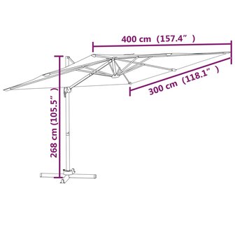 Zweefparasol met LED-verlichting 400x300 cm terracottakleurig 12