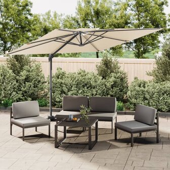 Zweefparasol met dubbel dak 300x300 cm zandwit 1