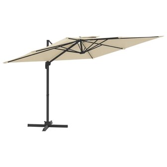 Zweefparasol met dubbel dak 300x300 cm zandwit 2