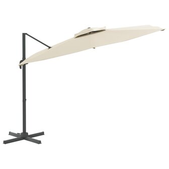 Zweefparasol met dubbel dak 300x300 cm zandwit 3