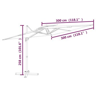 Zweefparasol met dubbel dak 300x300 cm zandwit 10